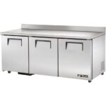 Three door worktop refrigerator Stainless steel