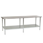 30"D x 108"L Stainless Steel Work Table w/ Under Shelf