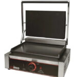 Single Commercial Panini Press w/ Cast Iron Smooth Plates, 120v